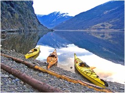 Kayaks on the Aurlandsfjord at Flam